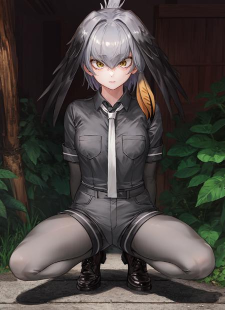 08299-356335156-beautiful, masterpiece, best quality, realistic photo of 1girl, shoebill, squatting, spread legs, collared shirt, grey hair, gre.png